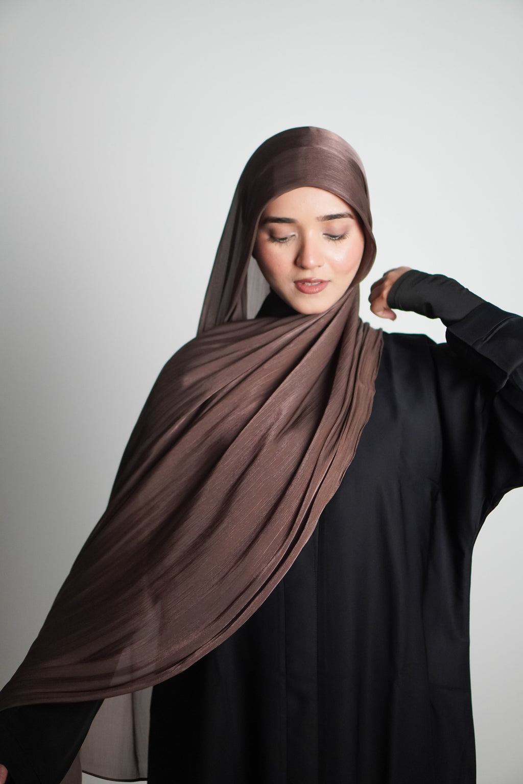 Premium Organza Hijab - Cocoa Brown