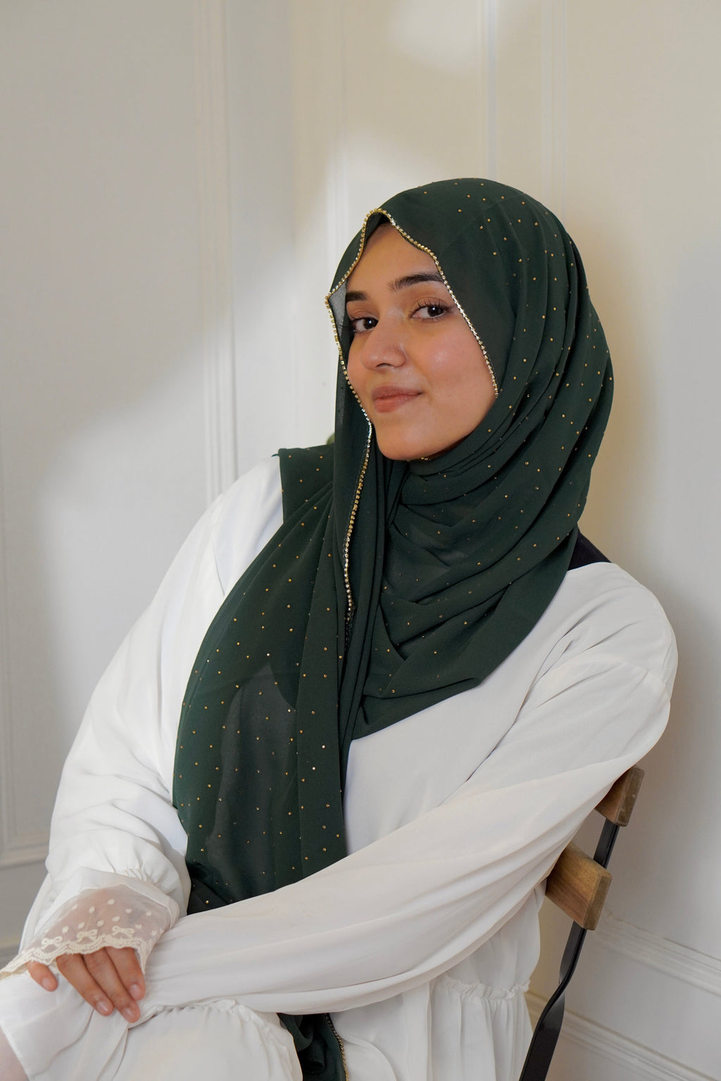 Rhinestone Hijab - Bottle Green