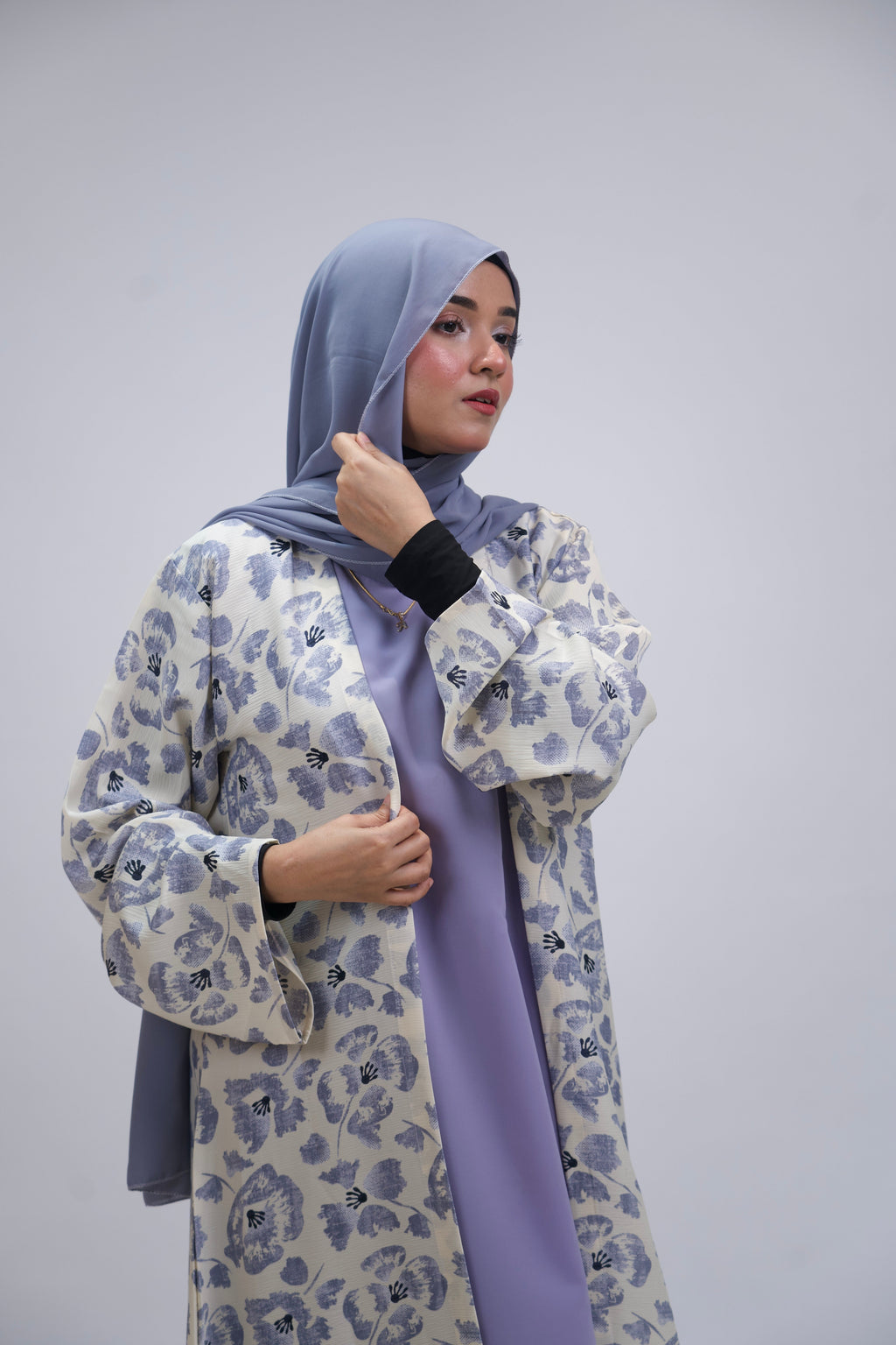 FLORAL PRINTED ABAYAH - LILAC