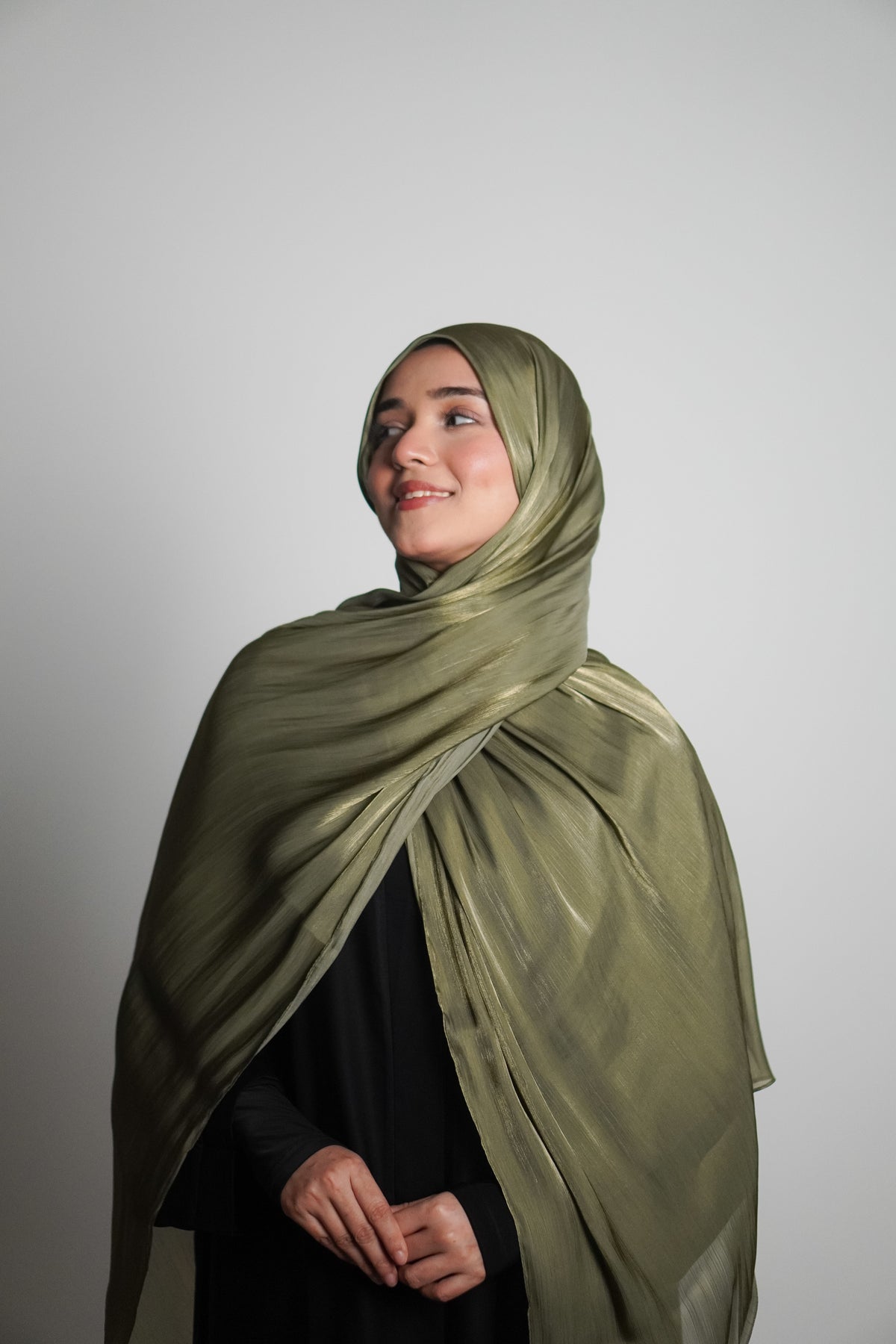 Premium Organza Hijab - Olive Green