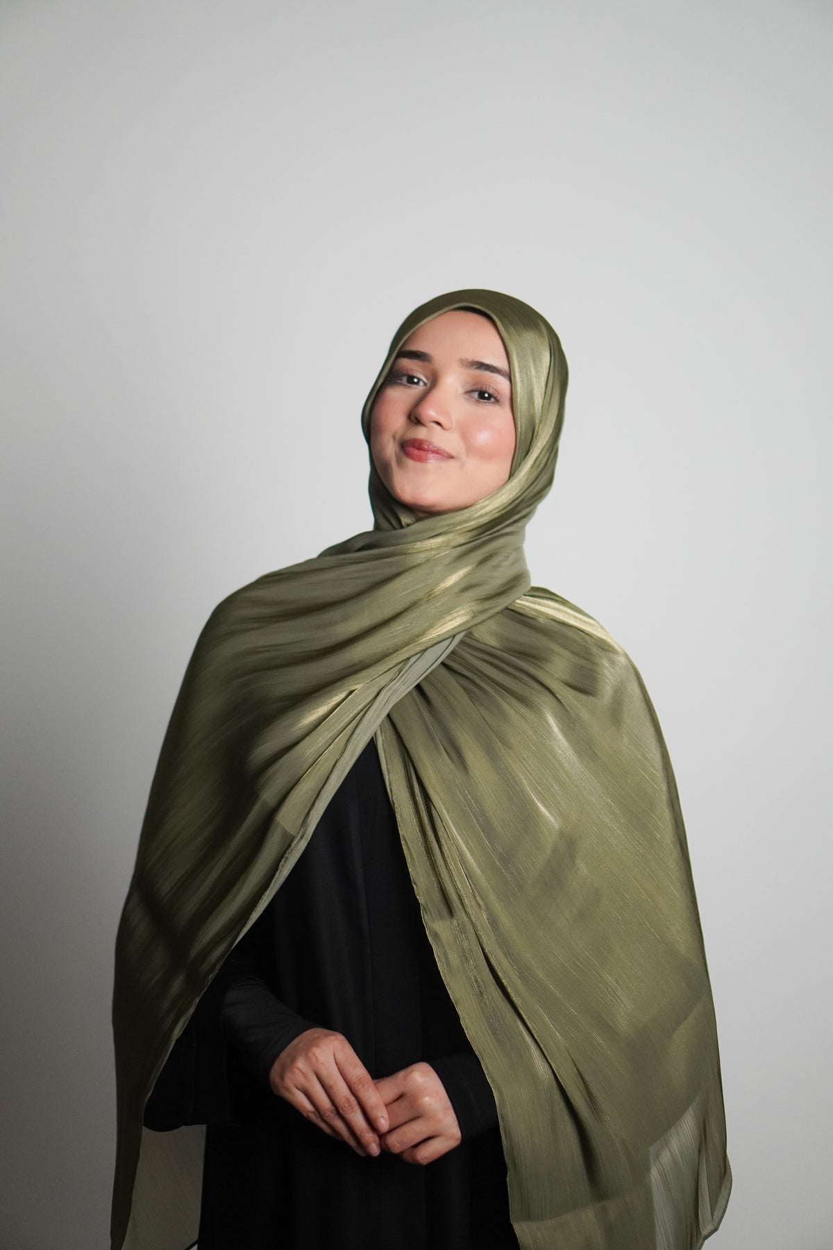 Premium Organza Hijab - Olive Green