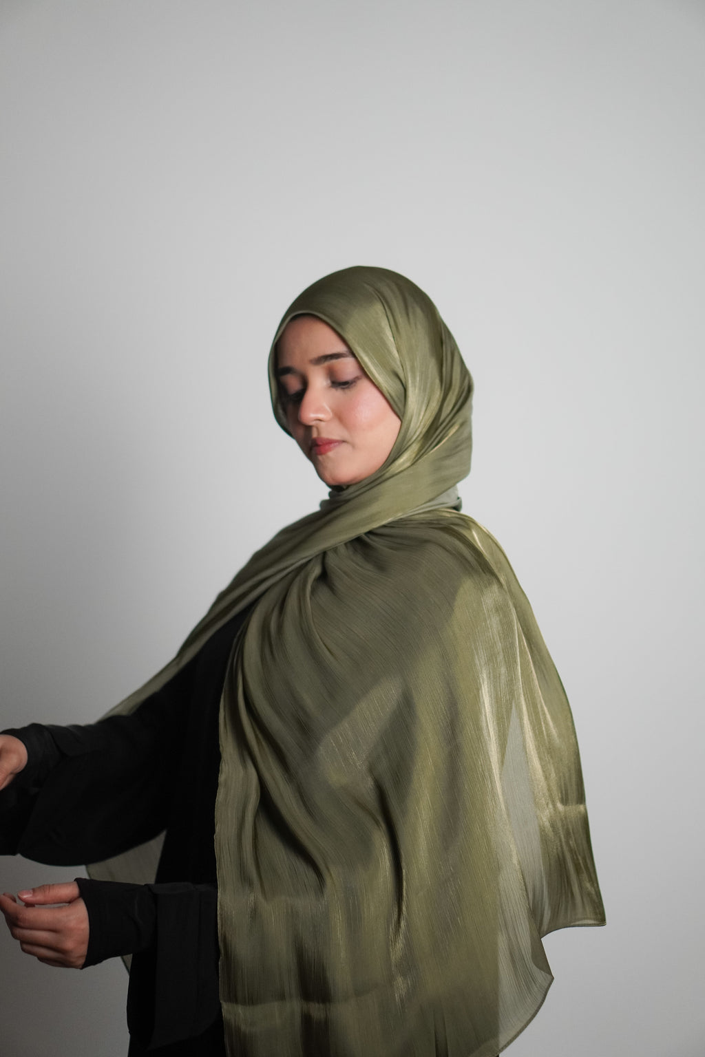 Premium Organza Hijab - Olive Green