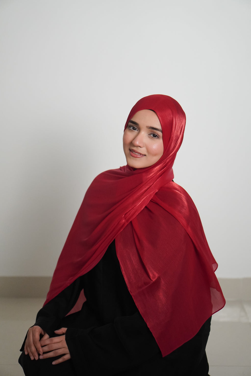 Premium Organza Hijab - Cherry Red