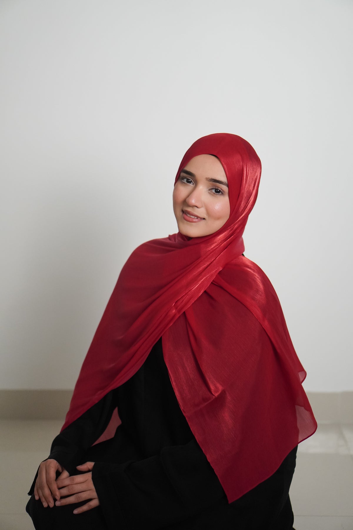 Premium Organza Hijab - Cherry Red