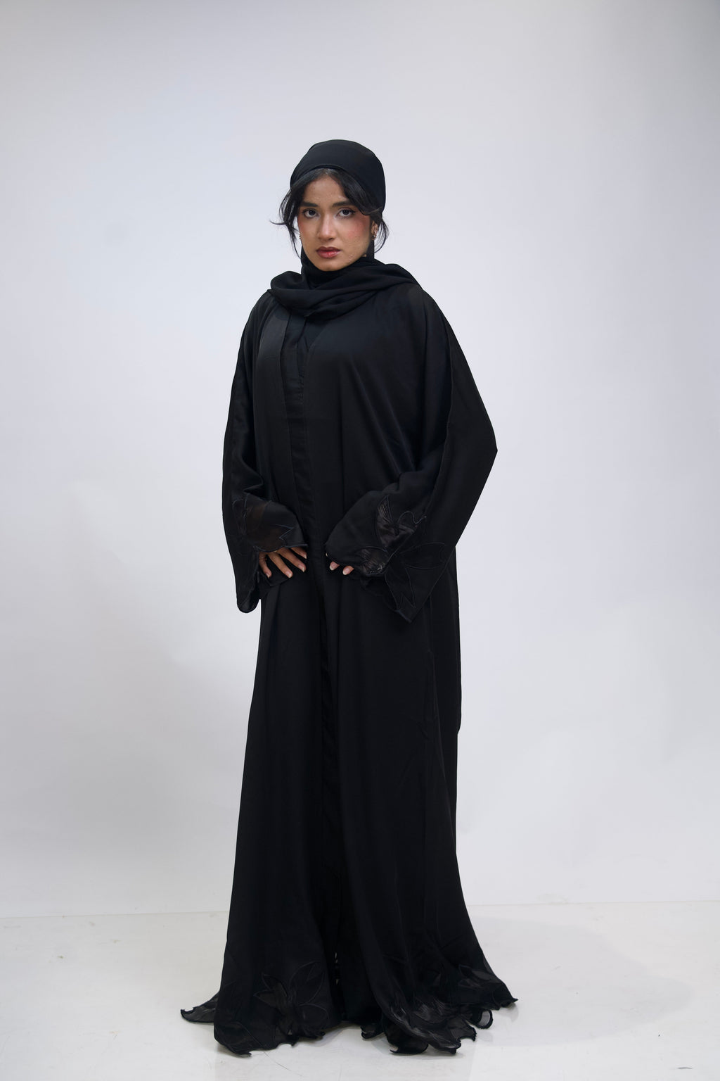 Black Cut Work Abayah