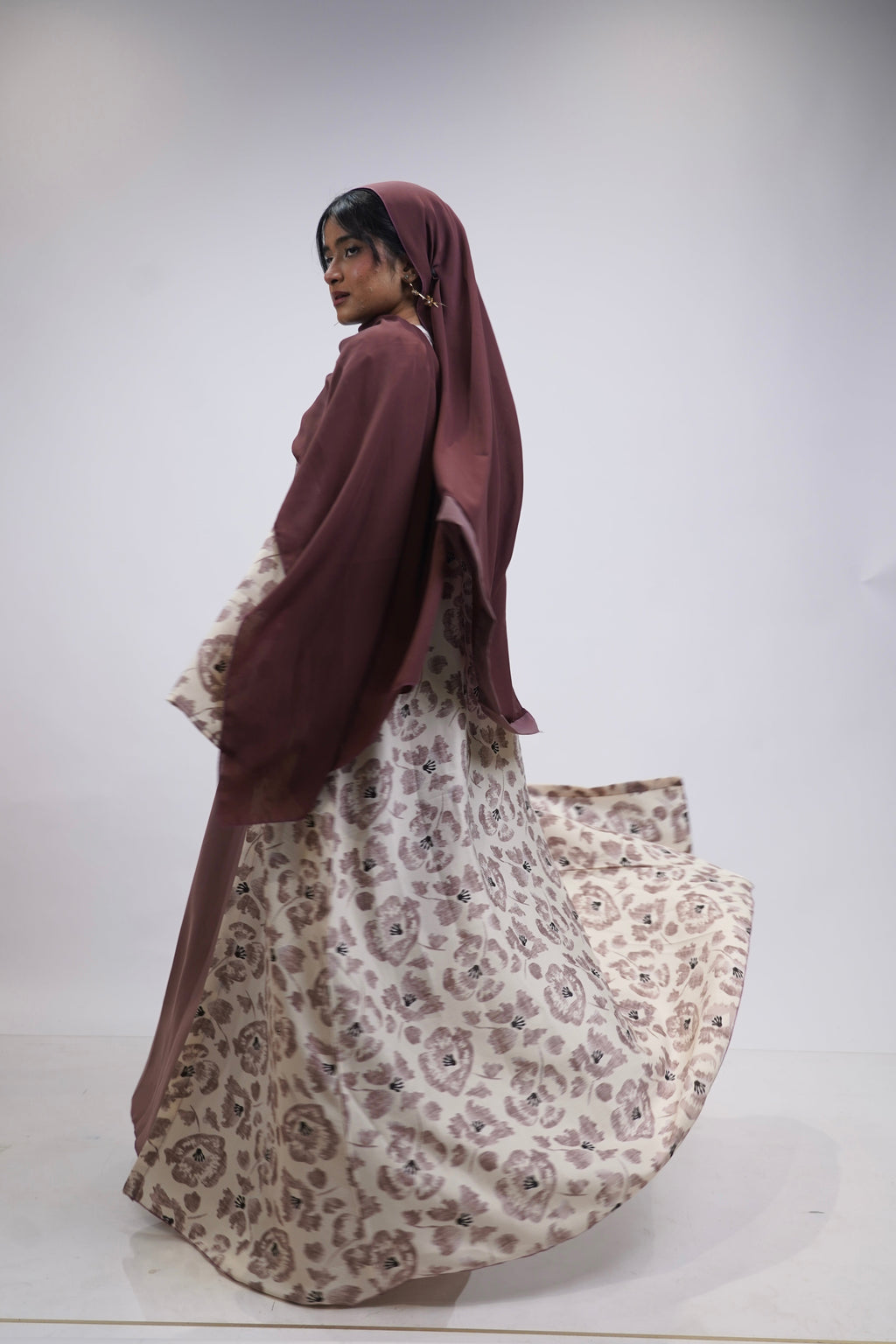 FLORAL PRINTED ABAYAH - ROSE