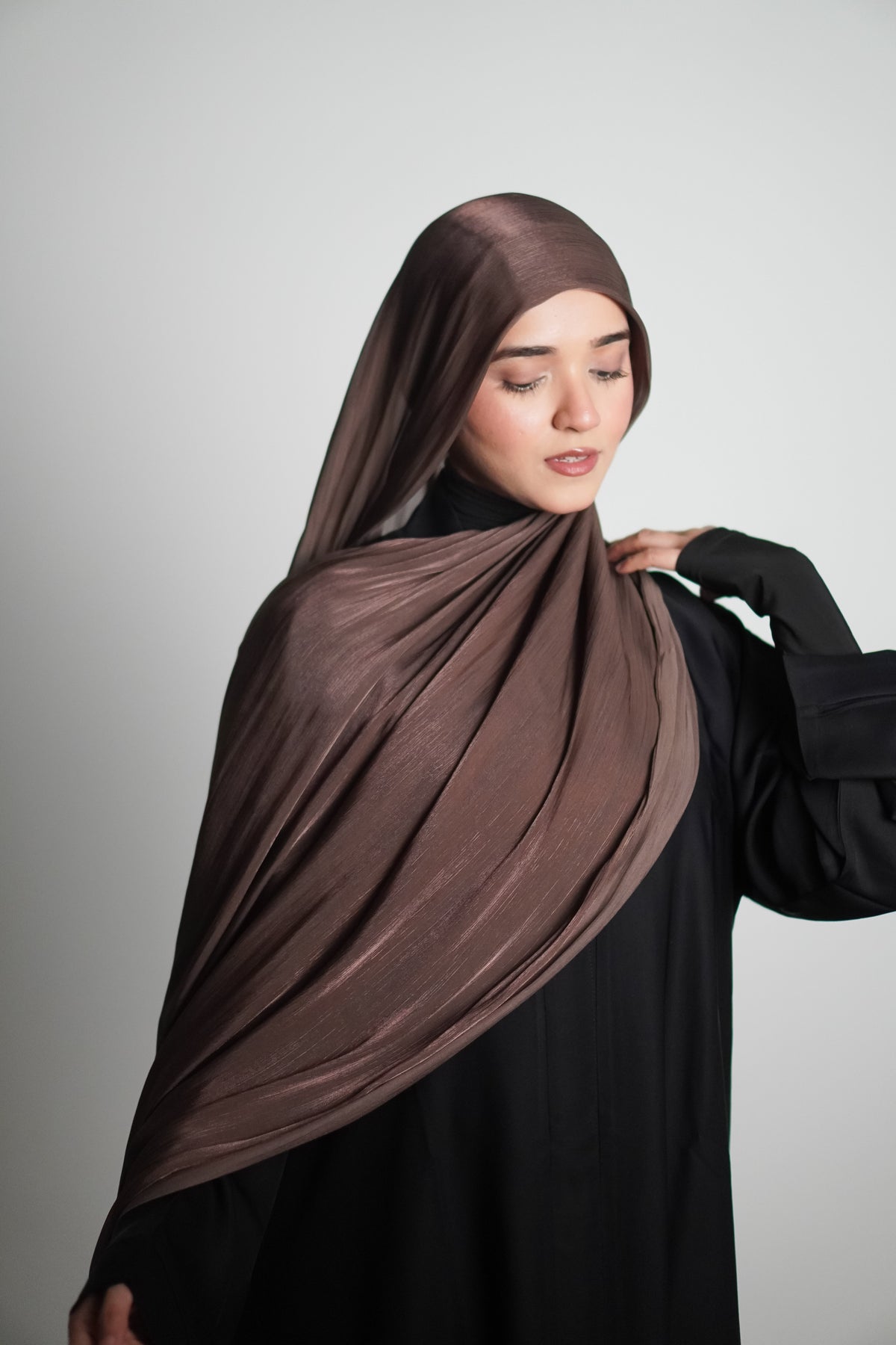 Premium Organza Hijab - Cocoa Brown